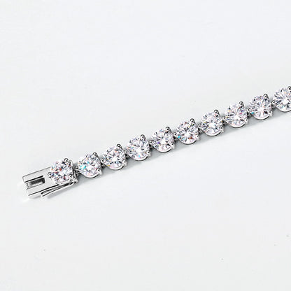 Trendy 6.15CTW Single Row Round Lab Grown Diamond Tennis Bracelet | Solid PT950 Platinum 9.57g Hip-Hop Unisex Iced Bracelet - Dapaza