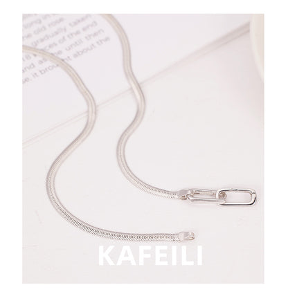 Snake bone chain necklace 925 sterling silver cold style design stacking universal buckle bare chain clavicle chain silver jewelry