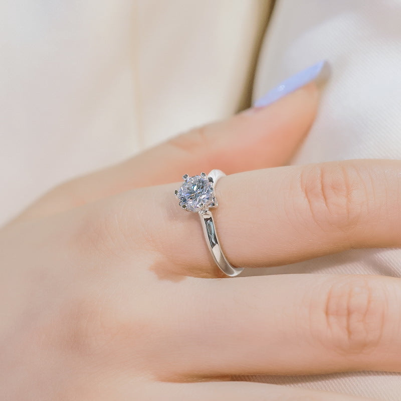 Classic 1ct Lab-Grown Diamond 6-Prong Solitaire Ring - S925 Sterling Silver