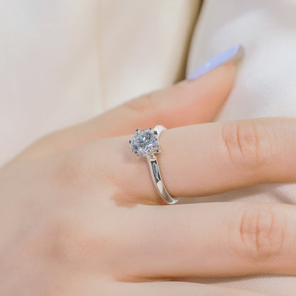 Classic 1ct Lab-Grown Diamond 6-Prong Solitaire Ring - S925 Sterling Silver