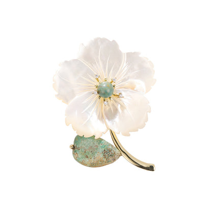 Natural Shell Peach Blossom Brooch