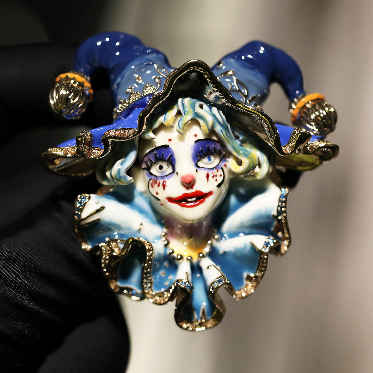 Hand-Painted Harley Quinn Enamel Brooch