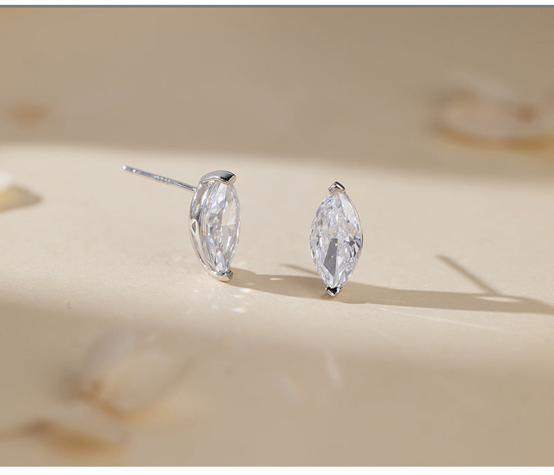 Hot New Product S925 Sterling Silver Marquise Zircon Necklace Women's Trendy Simple Stacked Clavicle Chain