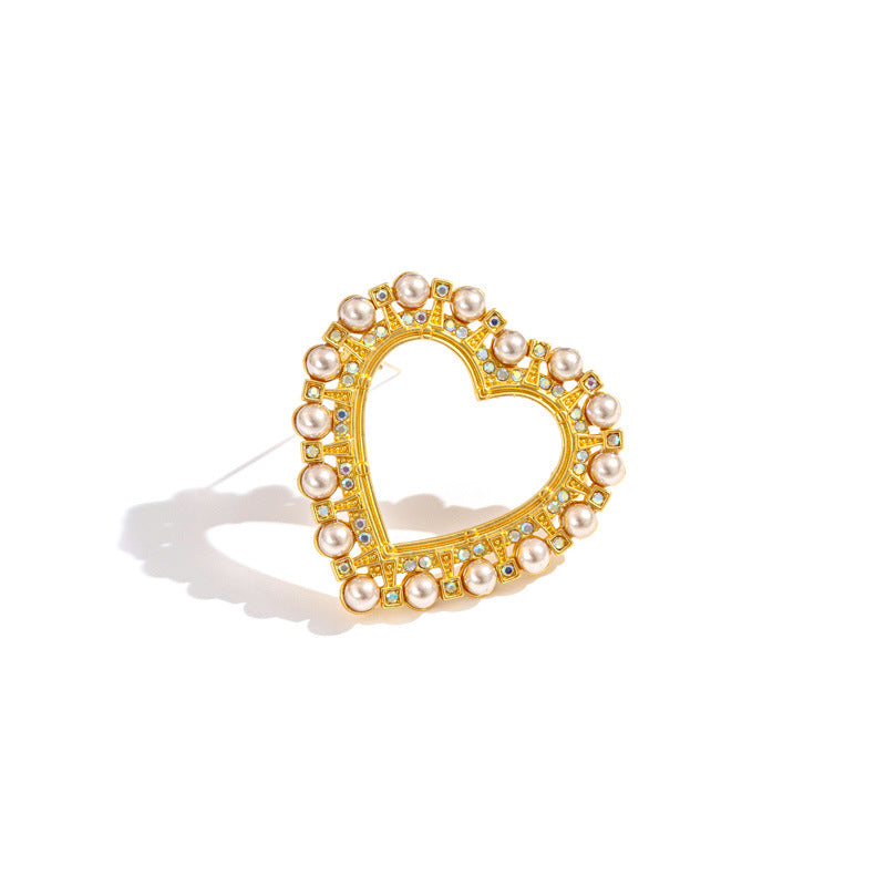 Heart-Shaped Pearl Brooch
