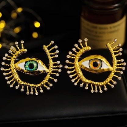 Vintage Gold Statement Eye Brooch