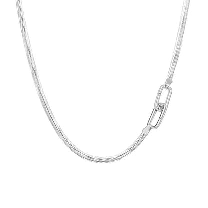 Snake bone chain necklace 925 sterling silver cold style design stacking universal buckle bare chain clavicle chain silver jewelry