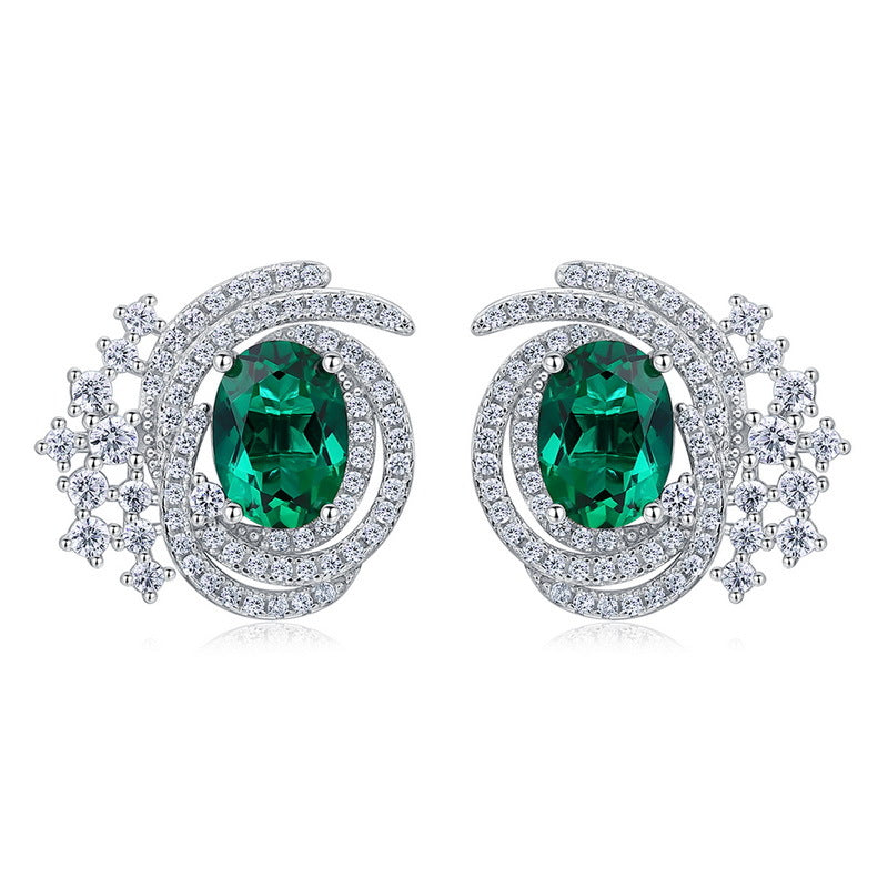 Bold Presence: Statement Lab-Grown Emerald Stud Earrings | 925 Silver | Dapaza