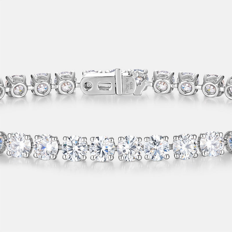 Luxury 9.35CT Lab Grown Diamond Single Row Tennis Bracelet | Solid PT950 Platinum Hip-Hop Style Unisex Bracelet - Dapaza