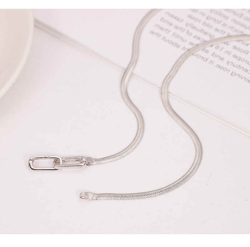 Snake bone chain necklace 925 sterling silver cold style design stacking universal buckle bare chain clavicle chain silver jewelry