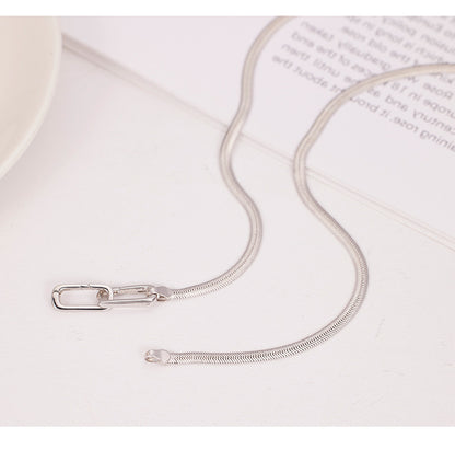 Snake bone chain necklace 925 sterling silver cold style design stacking universal buckle bare chain clavicle chain silver jewelry