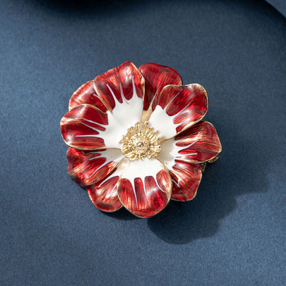 Gold-Plated Enamel Sunflower Brooch