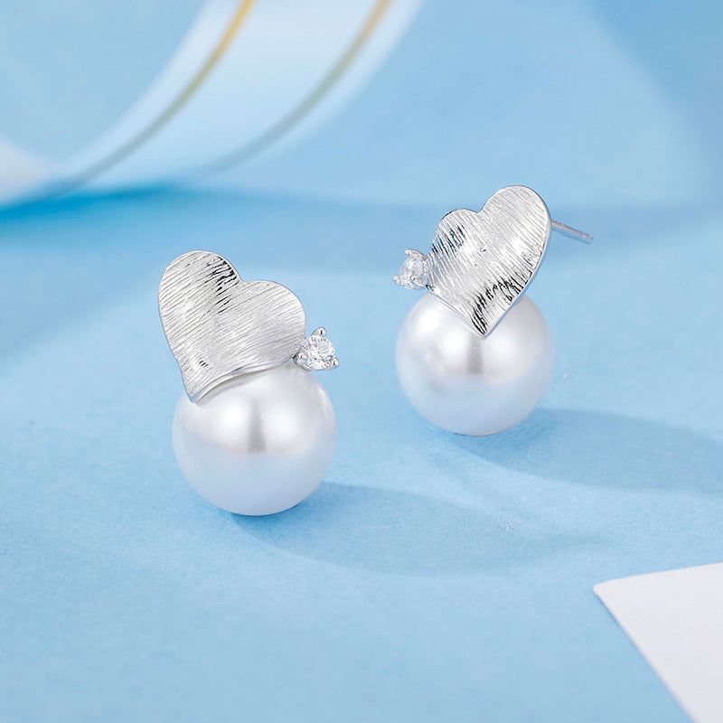 925 Sterling Silver Australian White High-gloss Shell Beads Earrings Stylishtrendyniche Style Design Heart Earrings