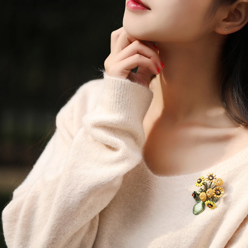 Vintage Van Gogh Sunflower Brooch