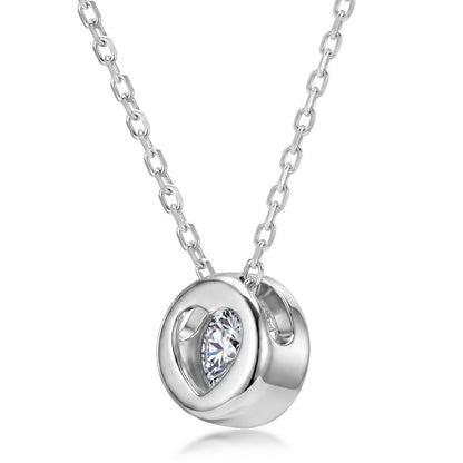 Minimalist 1.0CT Round Brilliant Cut CVD Lab Grown Diamond Bezel Necklace | S925 Sterling Silver Solitaire Clavicle Chain for Women - Dapaza