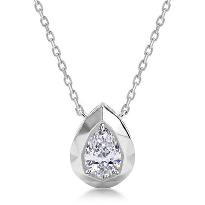 HPHT Lab Grown Diamond Teardrop Pendant Necklace in S925 Sterling Silver | Elegant Minimalist Jewelry for Women