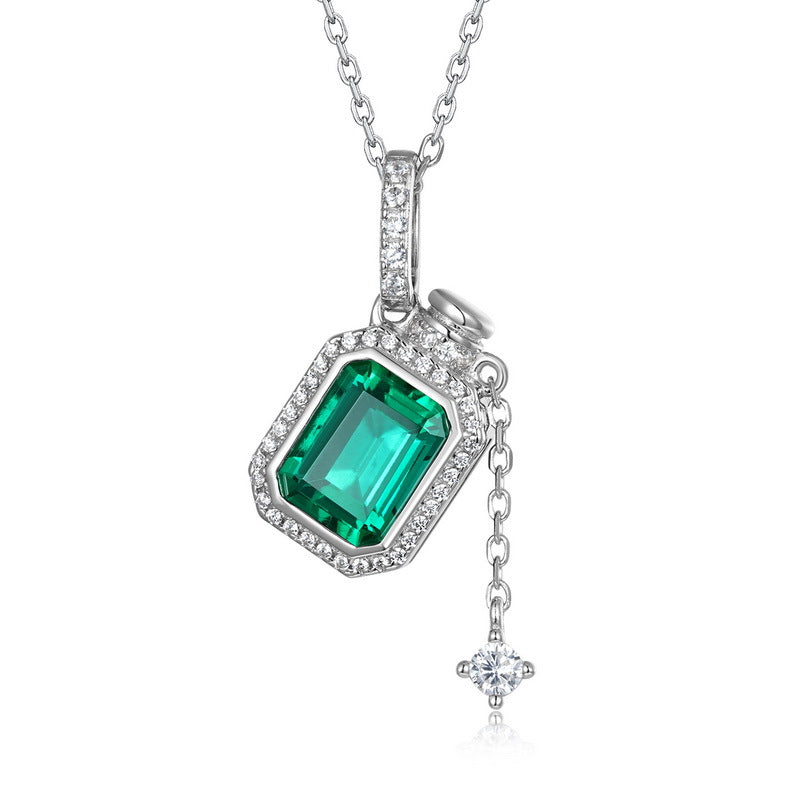 Magic Bottle Lab-Grown Emerald Necklace - S925 Sterling Silver