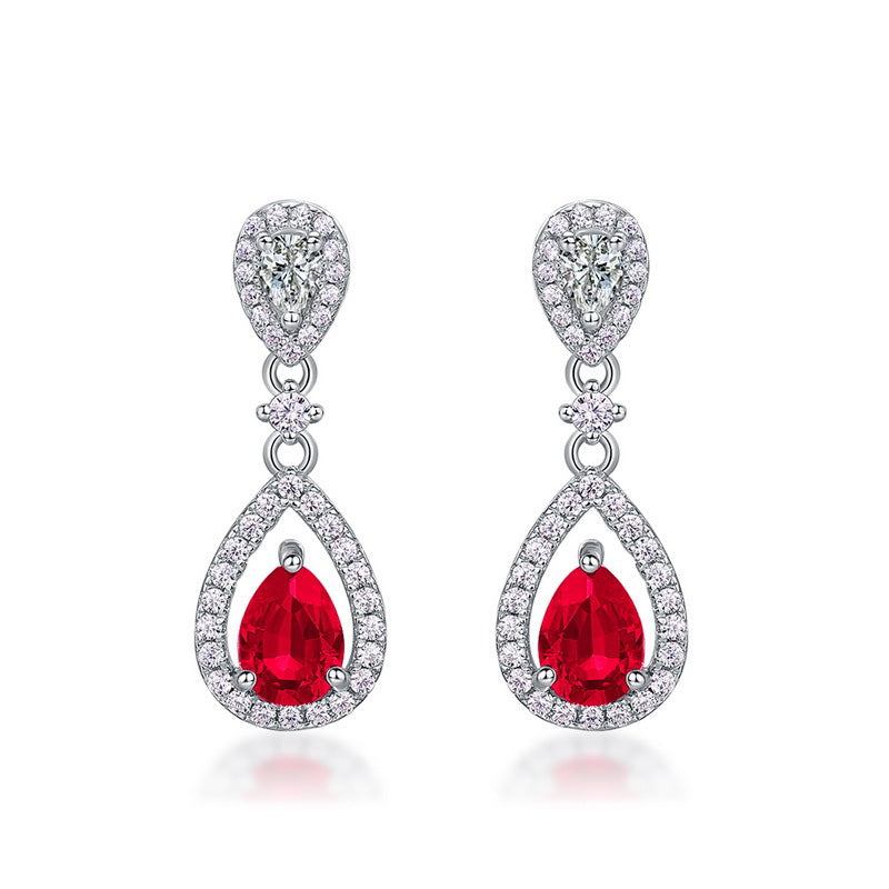 Crystal Dew: Pear-Cut Lab-Grown Emerald Long Drop Earrings | 925 Silver | Dapaza