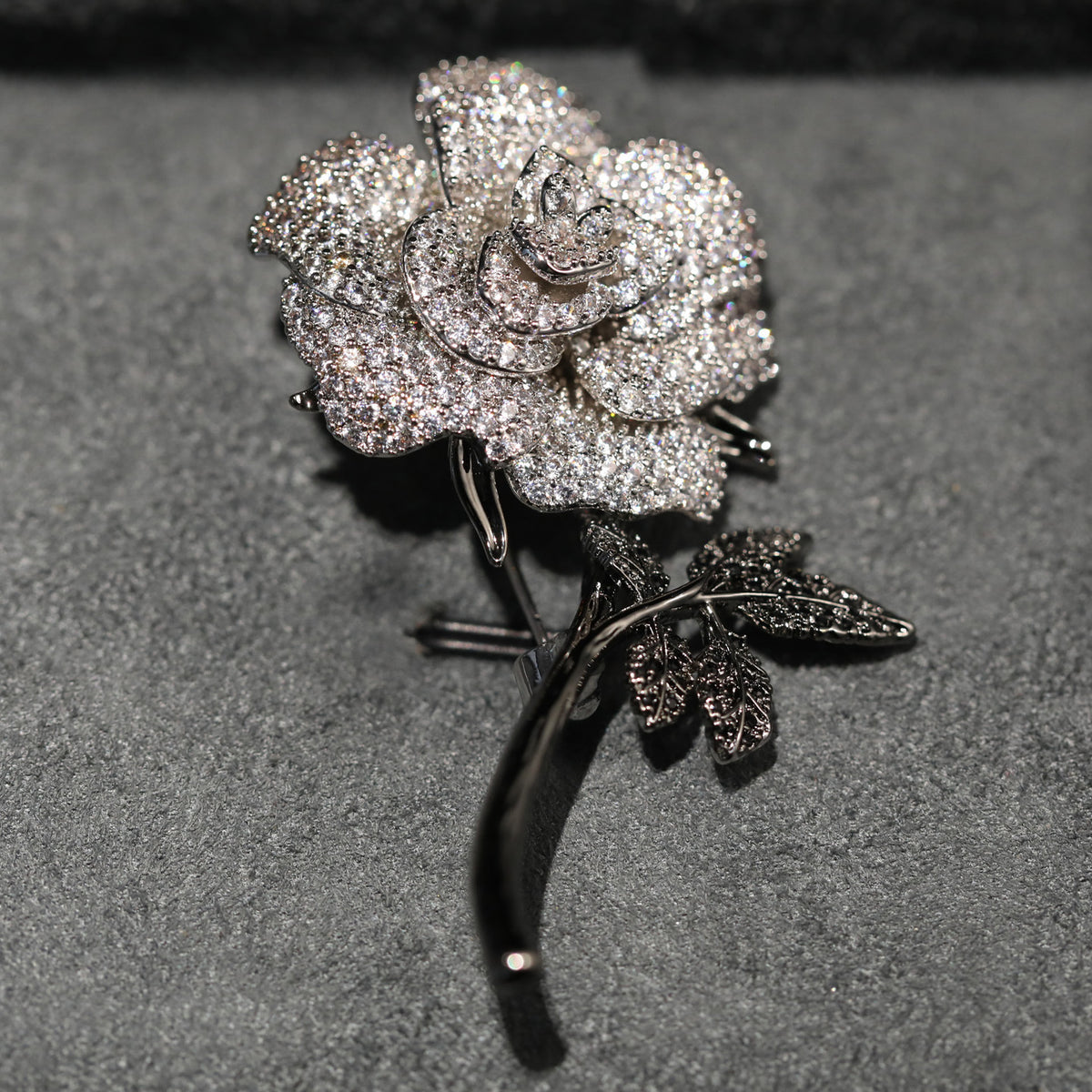 Copper Zircon White Rose Brooch