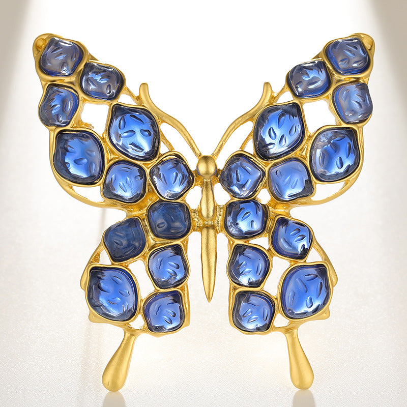 Resin Gem Butterfly Brooch