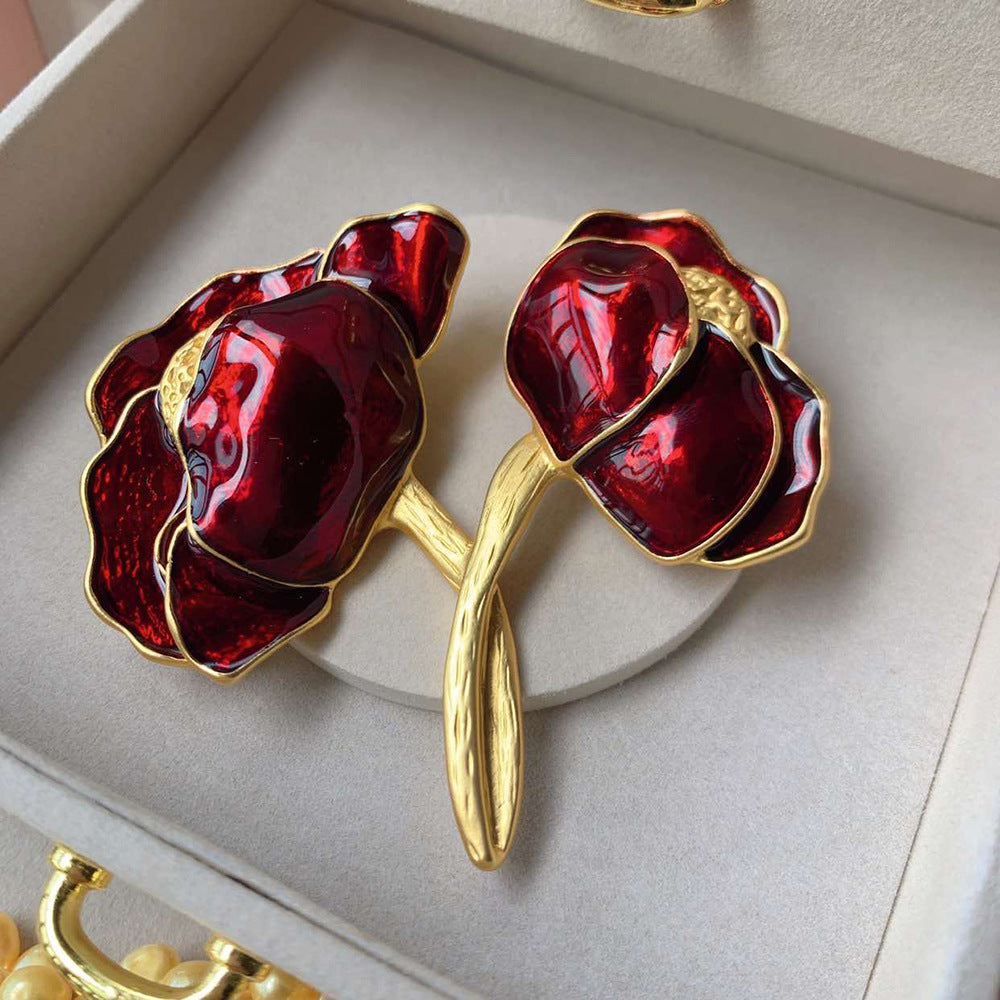 Vintage Enamel Flower Brooch