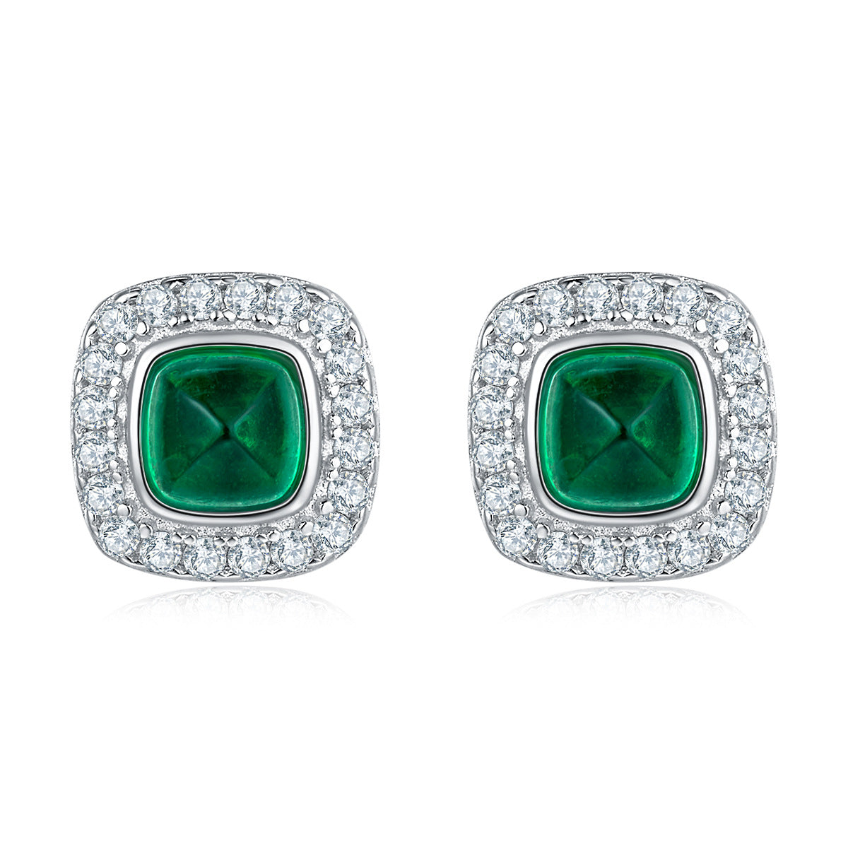 Minimalist Chic: Dainty Lab-Grown Emerald Stud Earrings | 925 Silver | Dapaza