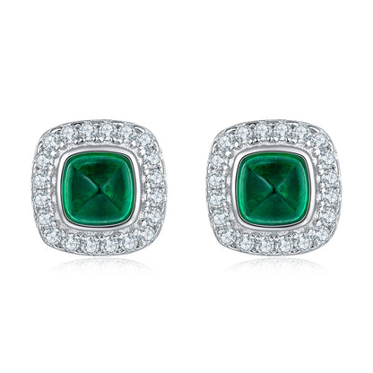 Minimalist Chic: Dainty Lab-Grown Emerald Stud Earrings | 925 Silver | Dapaza