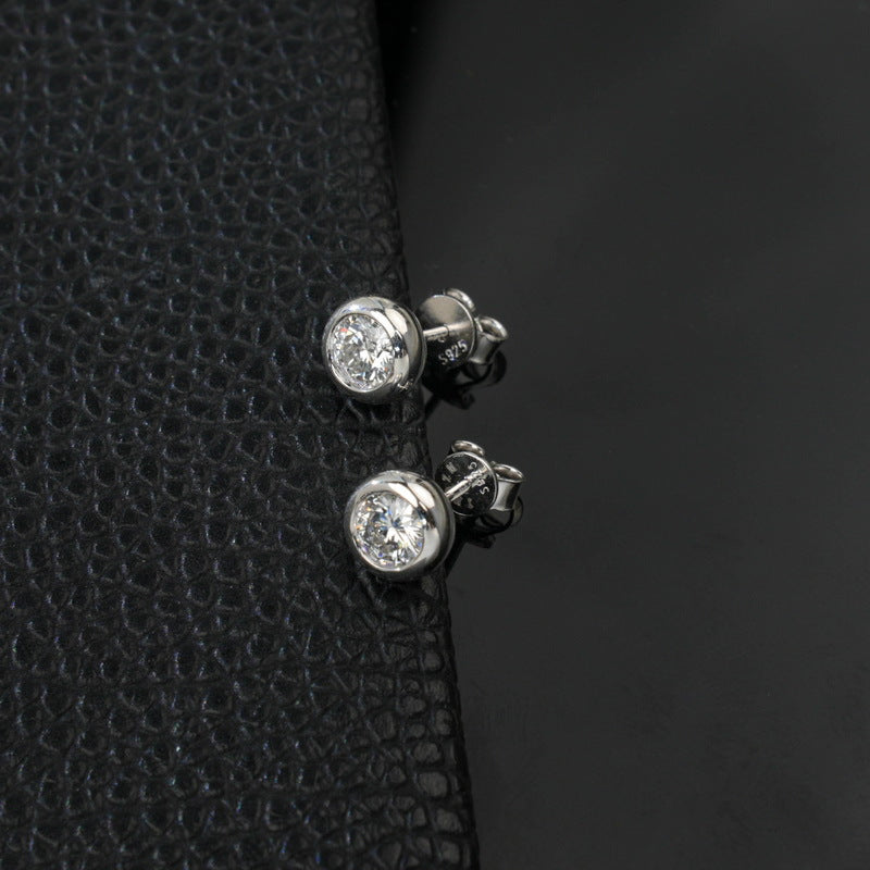 Classic Bezel-Set Lab-Grown Diamond Stud Earrings - S925 Sterling Silver