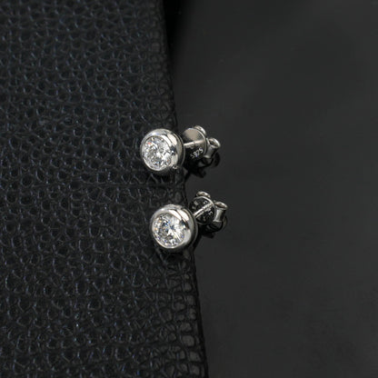 Classic Bezel-Set Lab-Grown Diamond Stud Earrings - S925 Sterling Silver