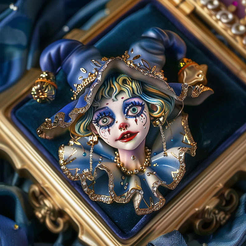 Hand-Painted Harley Quinn Enamel Brooch