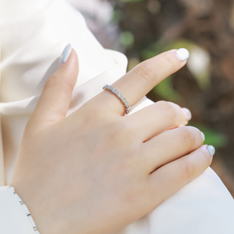0.53ct Lab-grown Diamond Ring for Women, S925 Sterling Silver, Full Diamond, Lightweight Luxury, Index Finger Ring