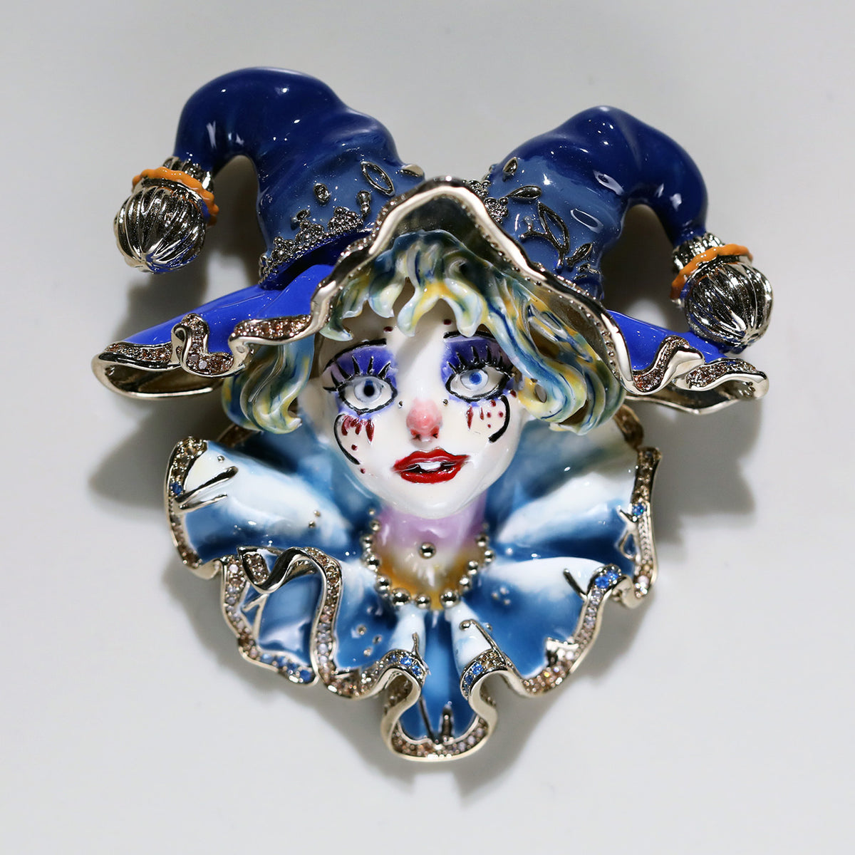 Hand-Painted Harley Quinn Enamel Brooch