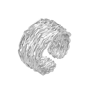 Dapaza S925 Silver Geometric Textured Ring