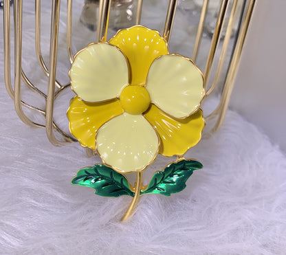 Vintage Enamel Camellia Brooch