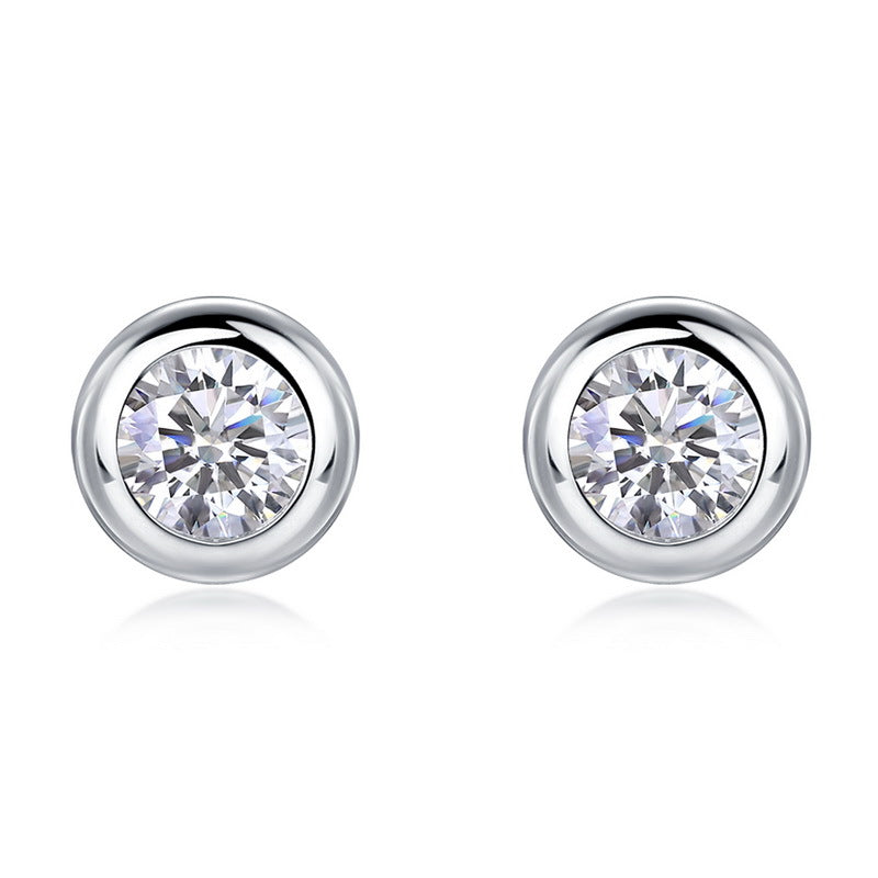 Classic Bezel-Set Lab-Grown Diamond Stud Earrings - S925 Sterling Silver