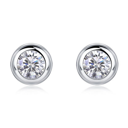 Classic Bezel-Set Lab-Grown Diamond Stud Earrings - S925 Sterling Silver