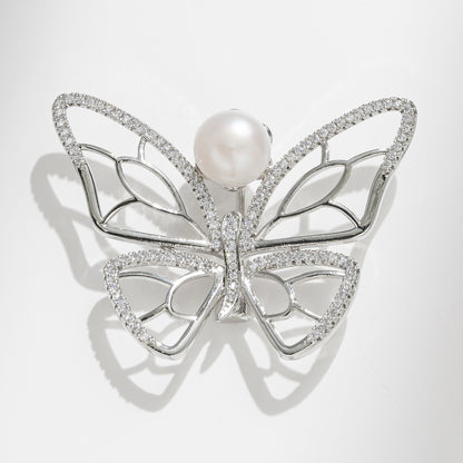 Freshwater Pearl Butterfly Brooch