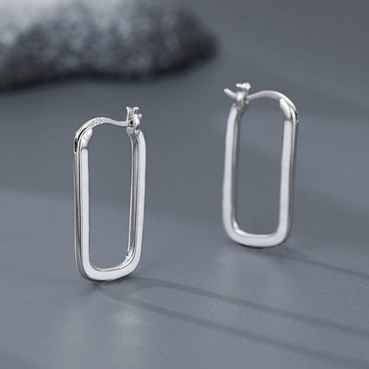 Rectangle Enamel Epoxy Earrings for Women, S925 Sterling Silver, Minimalist Design, Unique and Creative Ear Studs