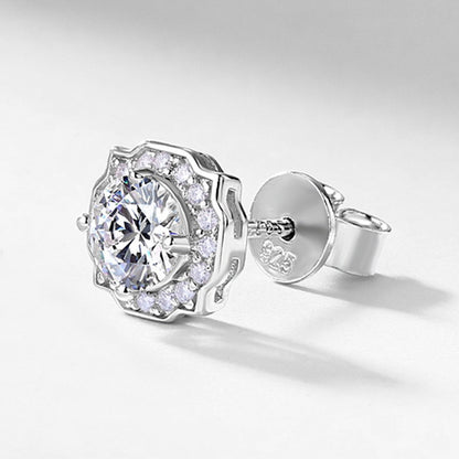 Round 1ct Lab Grown Diamond Stud Earrings S925 Silver Geometric Half Cent Earrings