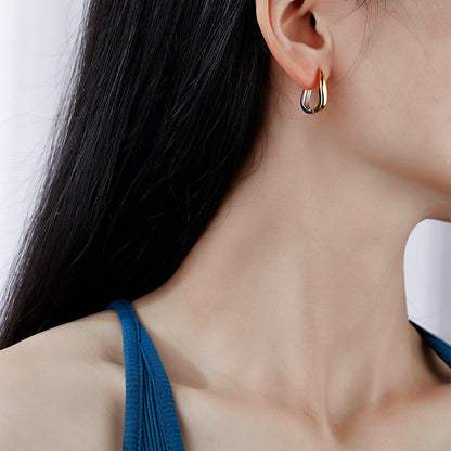 S925 Sterling Silver Earrings - Women's Unique, Exquisite, High-end, 3d, Niche, Minimalist Hoop & Oval Earrings