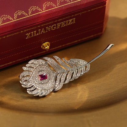 Feather Brooch, Diamond-encrusted Hepburn Fashion Personalized Clothing Accessories
