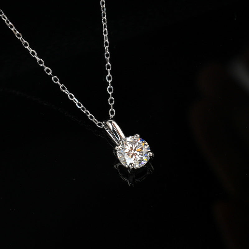 Classic 4-Prong Lab-Grown Diamond Solitaire Necklace - S925 Sterling Silver