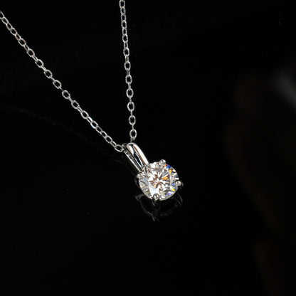Classic 4-Prong Lab-Grown Diamond Solitaire Necklace - S925 Sterling Silver
