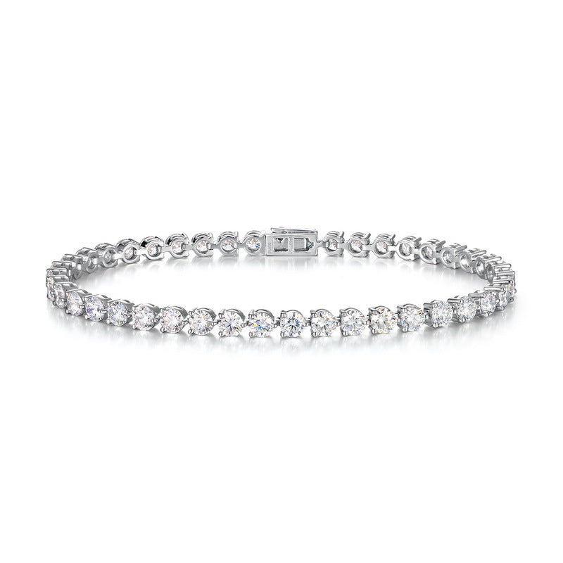 Trendy 6.15CTW Single Row Round Lab Grown Diamond Tennis Bracelet | Solid PT950 Platinum 9.57g Hip-Hop Unisex Iced Bracelet - Dapaza
