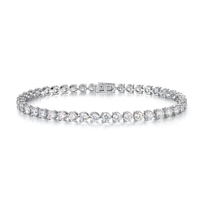 Trendy 6.15CTW Single Row Round Lab Grown Diamond Tennis Bracelet | Solid PT950 Platinum 9.57g Hip-Hop Unisex Iced Bracelet - Dapaza