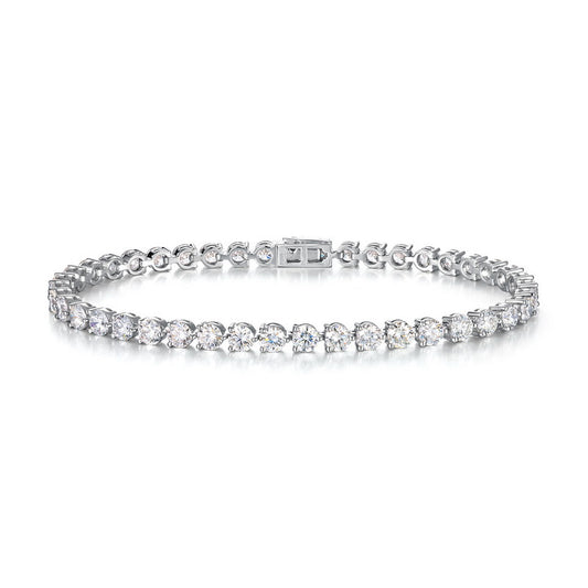 Trendy 6.15CTW Single Row Round Lab Grown Diamond Tennis Bracelet | Solid PT950 Platinum 9.57g Hip-Hop Unisex Iced Bracelet - Dapaza