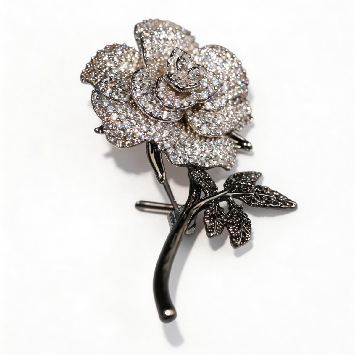 Copper Zircon White Rose Brooch