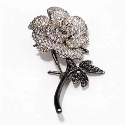 Copper Zircon White Rose Brooch