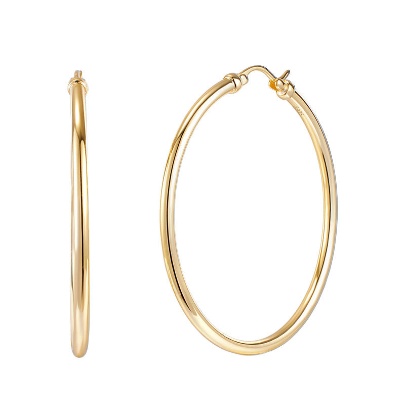 New Circle Earrings S925 Sterling Silver Minimalist Style Hoop Earrings