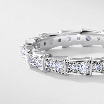 Lab-Grown Diamond Snake Bone Eternity Ring - S925 Sterling Silver
