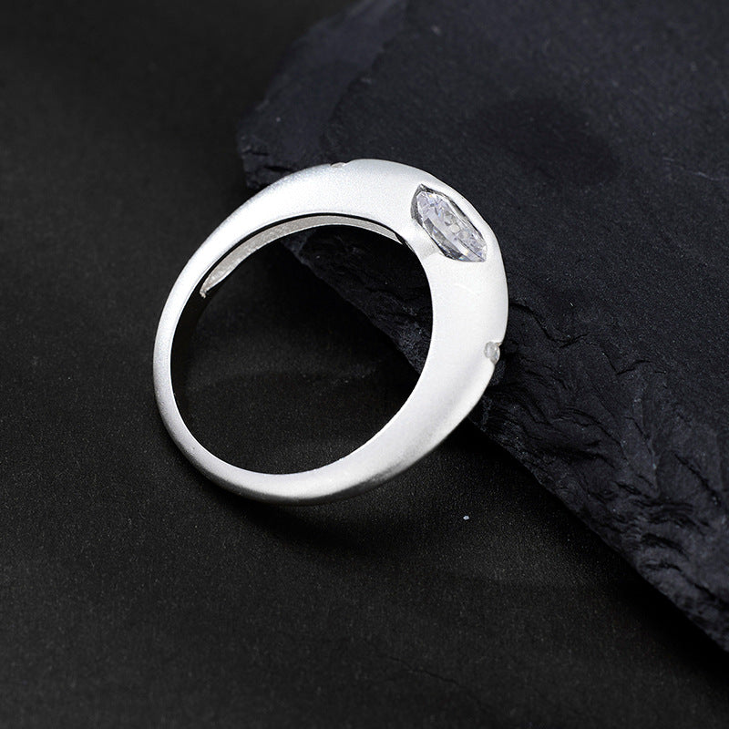 S925 Sterling Silver Frosted Cosmic Star Rotatable Ring